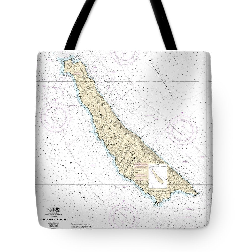 Nautical Chart-18762 San Clemente Island - Tote Bag