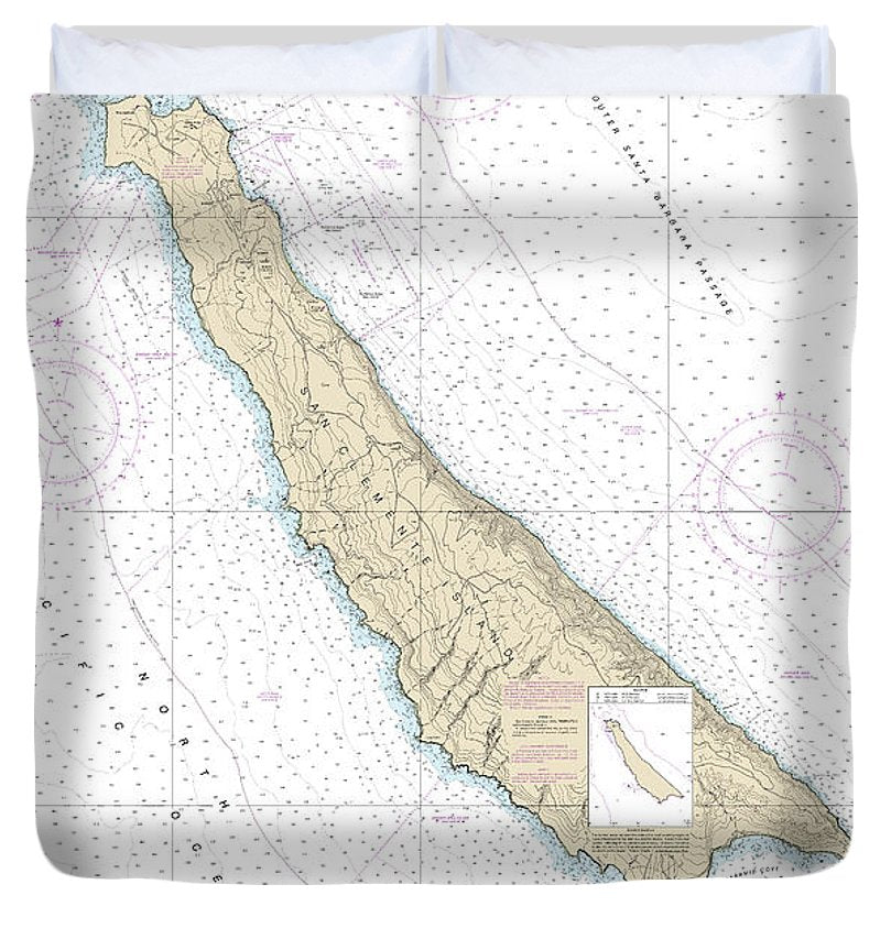 Nautical Chart 18762 San Clemente Island Duvet Cover