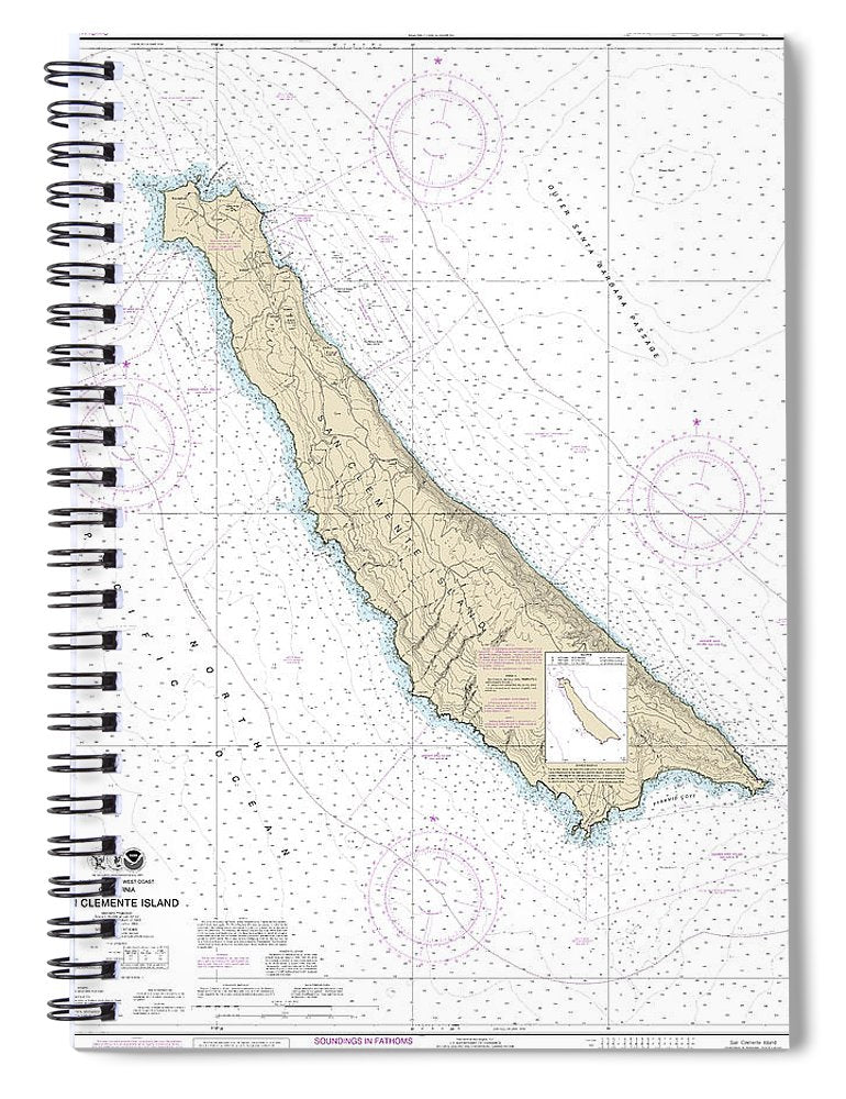 Nautical Chart 18762 San Clemente Island Spiral Notebook