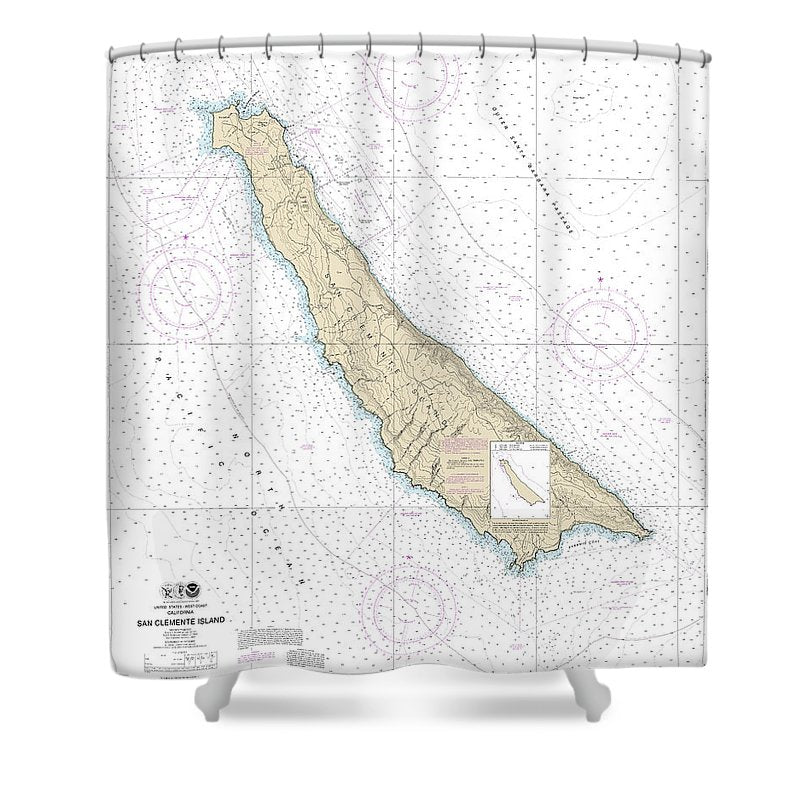 Nautical Chart 18762 San Clemente Island Shower Curtain