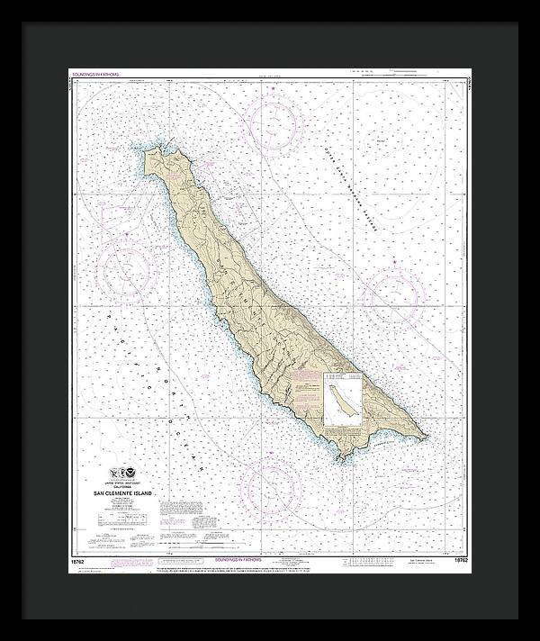 Nautical Chart-18762 San Clemente Island - Framed Print