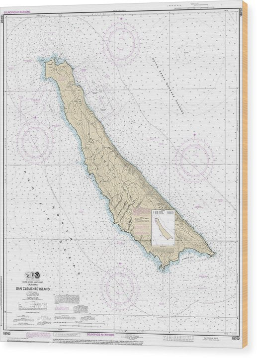 Nautical Chart-18762 San Clemente Island Wood Print