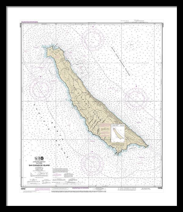 Nautical Chart-18762 San Clemente Island - Framed Print