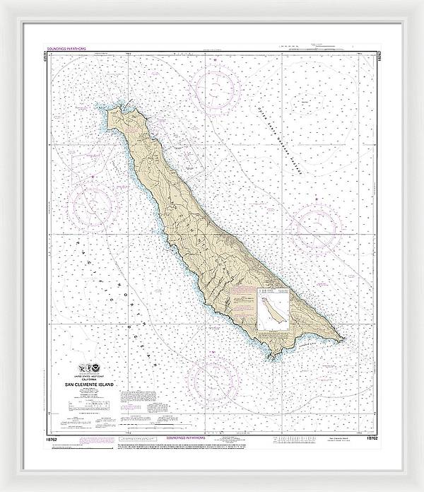 Nautical Chart-18762 San Clemente Island - Framed Print