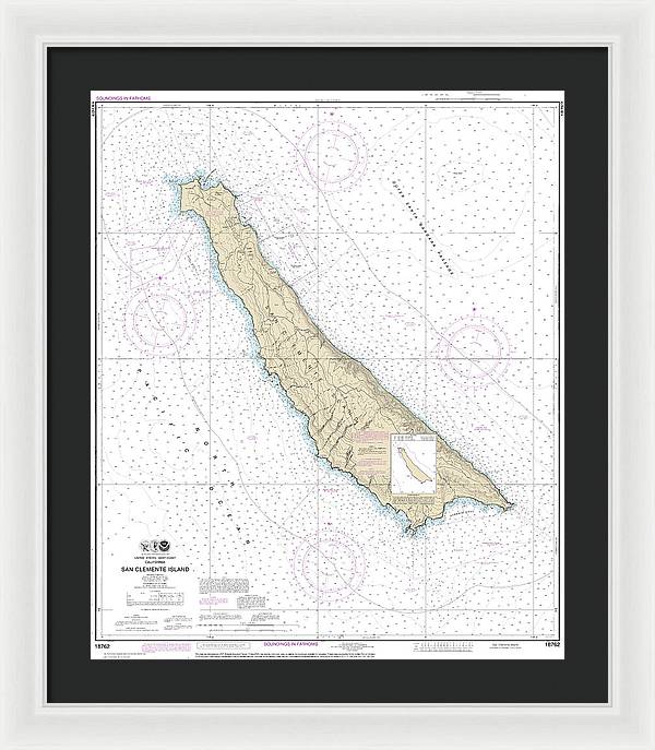 Nautical Chart-18762 San Clemente Island - Framed Print