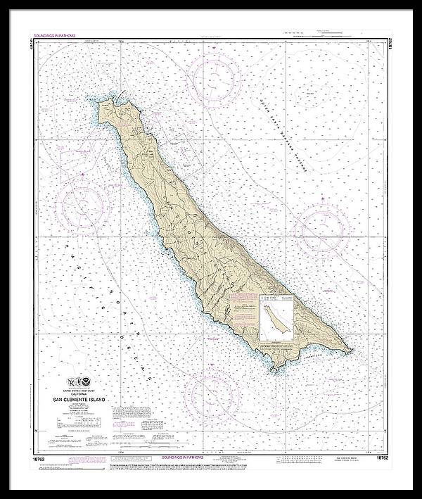 Nautical Chart-18762 San Clemente Island - Framed Print