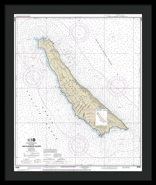 Nautical Chart-18762 San Clemente Island - Framed Print