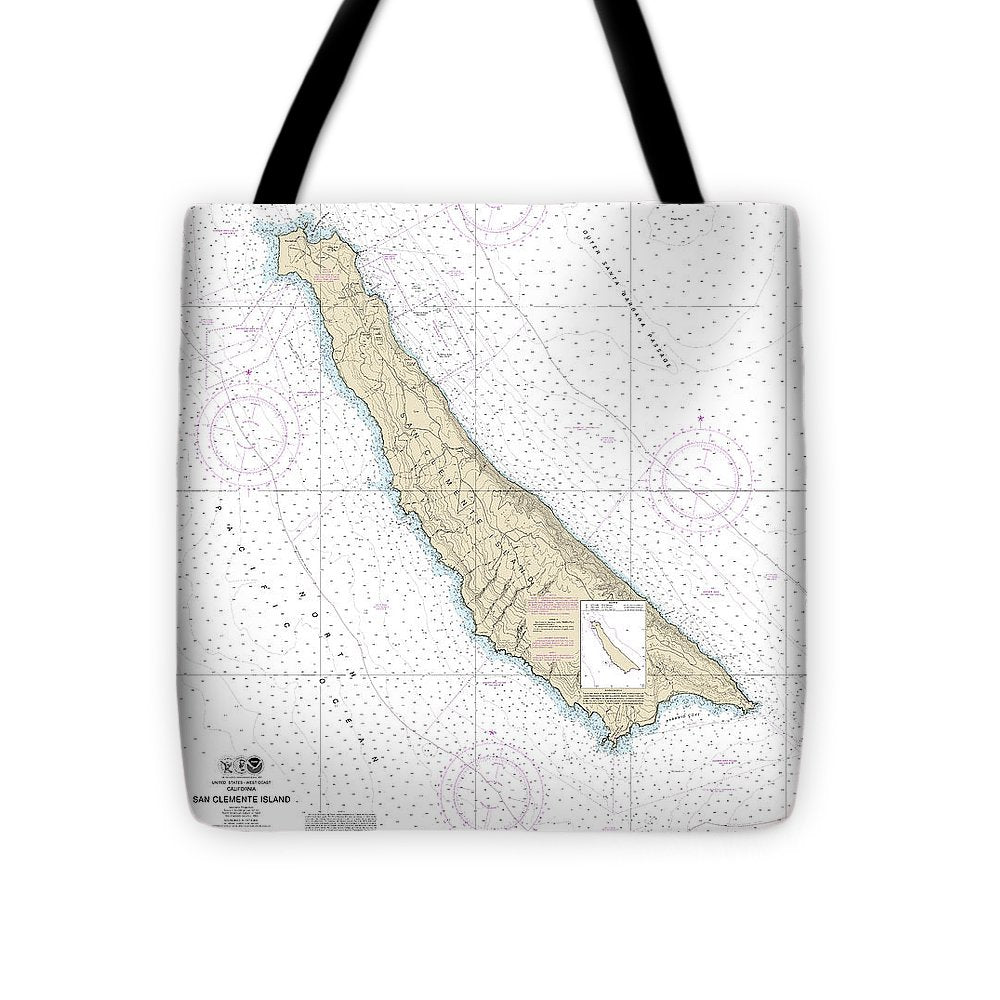 Nautical Chart-18762 San Clemente Island - Tote Bag