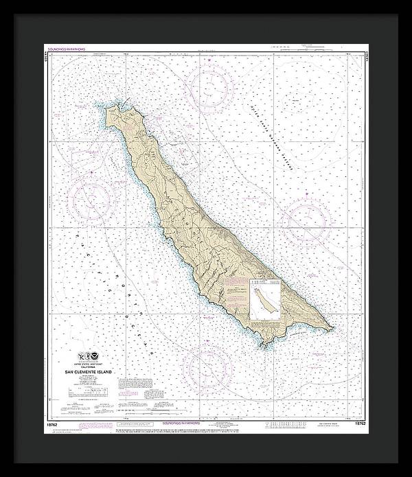 Nautical Chart-18762 San Clemente Island - Framed Print