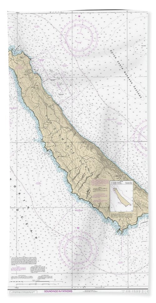 Nautical Chart 18762 San Clemente Island Bath Towel