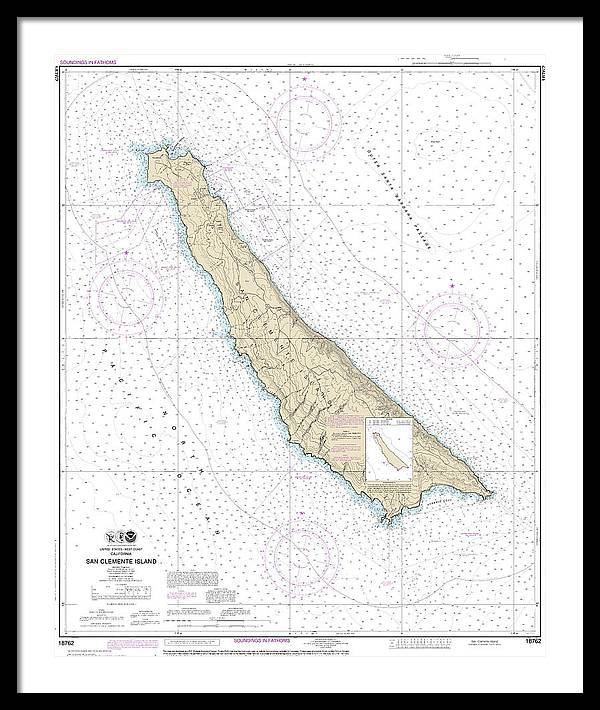 Nautical Chart-18762 San Clemente Island - Framed Print