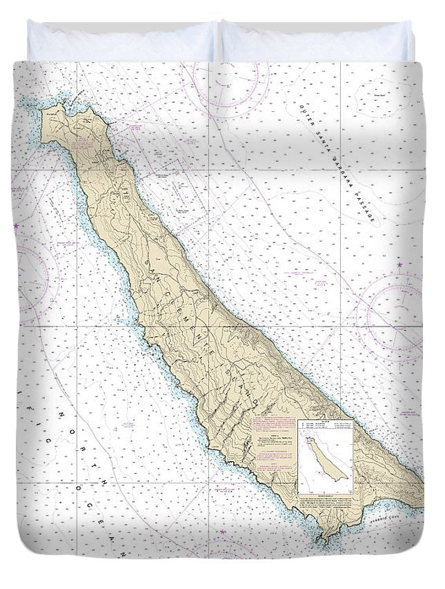 Nautical Chart-18762 San Clemente Island - Duvet Cover