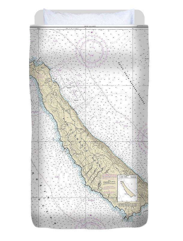 Nautical Chart-18762 San Clemente Island - Duvet Cover