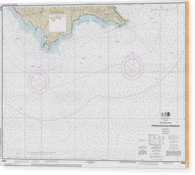 Nautical Chart-18764 San Clemente Island Pyramid Cove-Approaches Wood Print