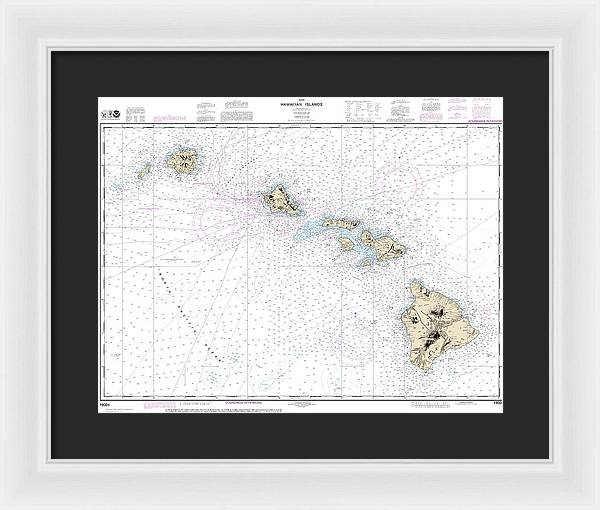Nautical Chart-19004 Hawaiian Islands - Framed Print