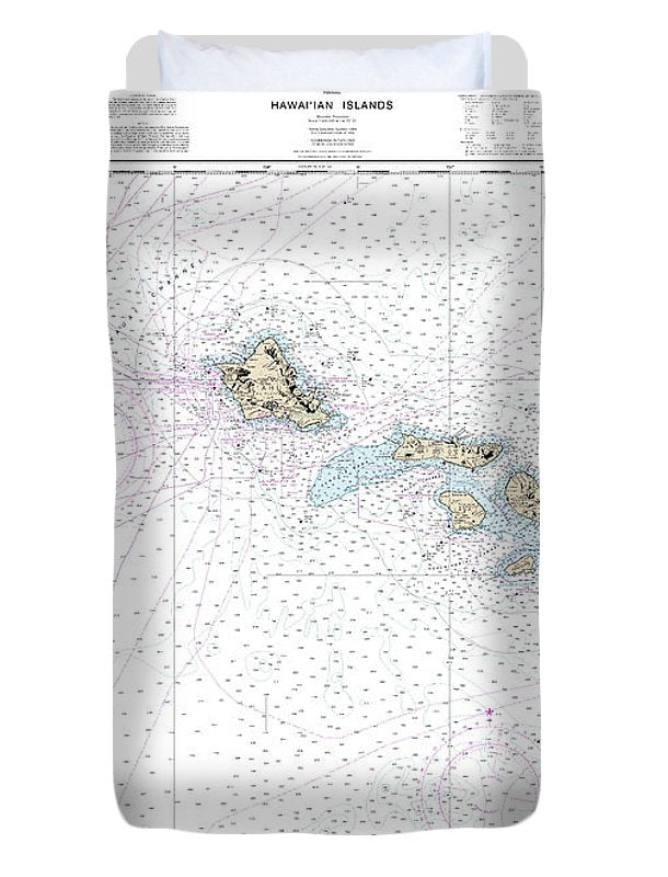 Nautical Chart-19004 Hawaiian Islands - Duvet Cover