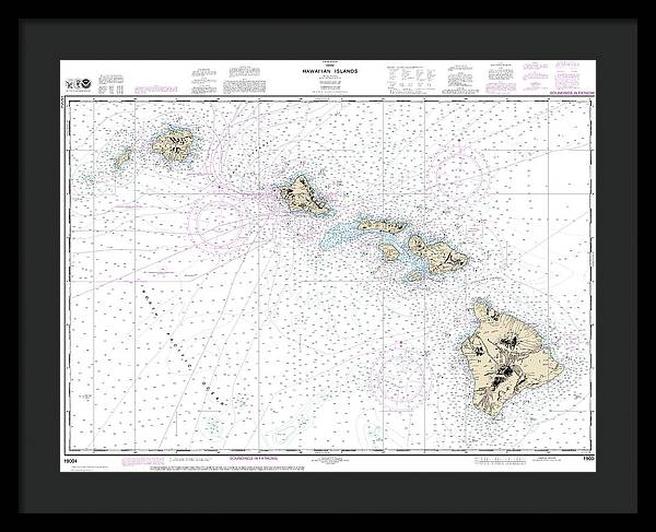 Nautical Chart-19004 Hawaiian Islands - Framed Print