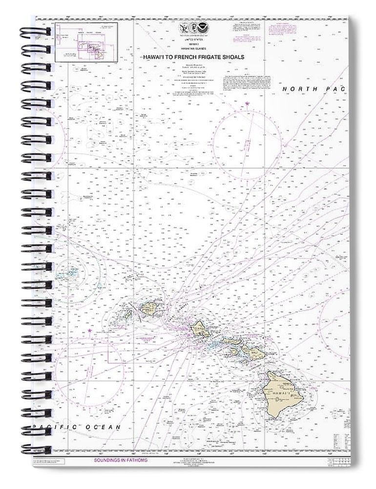 Nautical Chart 19007 Hawaii French Frigate Shoals Spiral Notebook