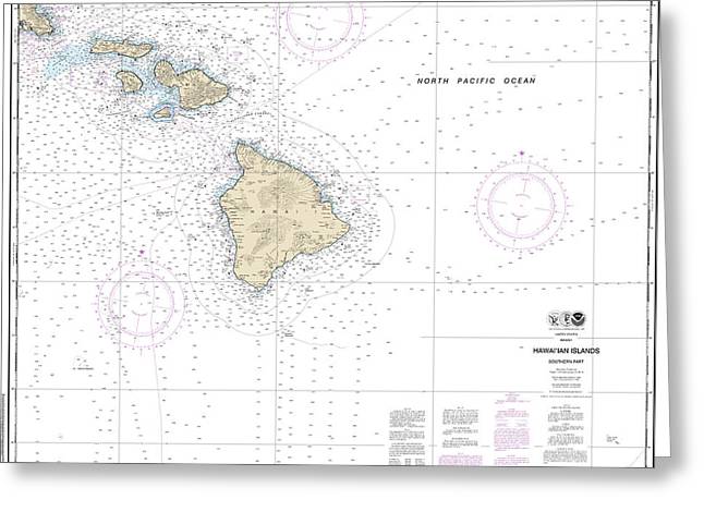 Nautical Chart-19010 Hawaiian Islands Southern Part - Greeting Card