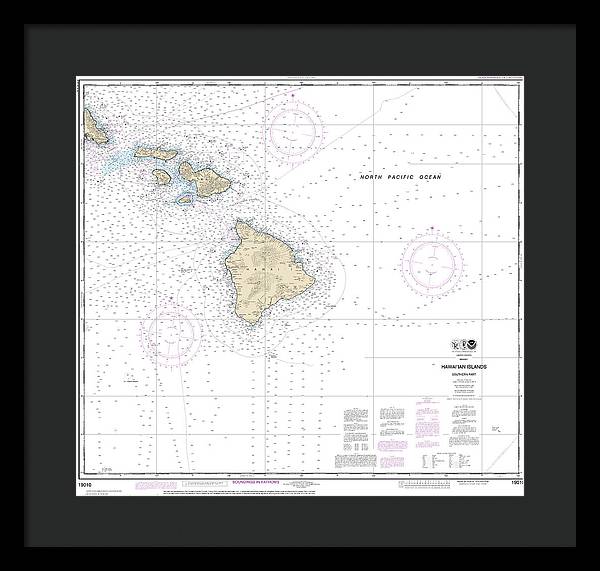 Nautical Chart-19010 Hawaiian Islands Southern Part - Framed Print