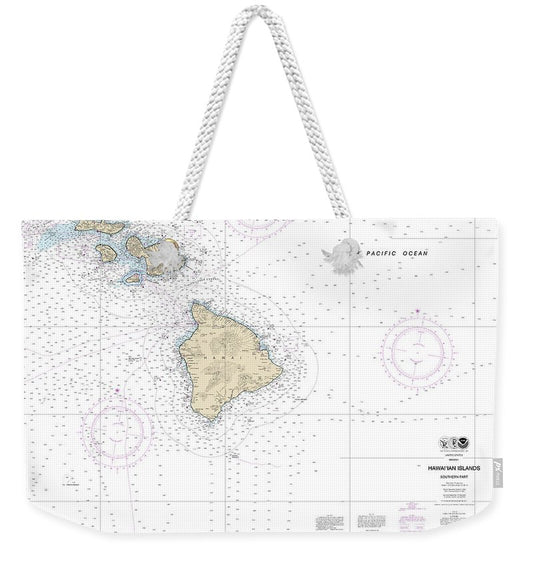 Nautical Chart-19010 Hawaiian Islands Southern Part - Weekender Tote Bag