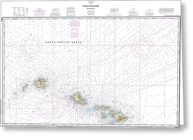 Nautical Chart-19013 Hawaiian Islands Northern Part - Greeting Card