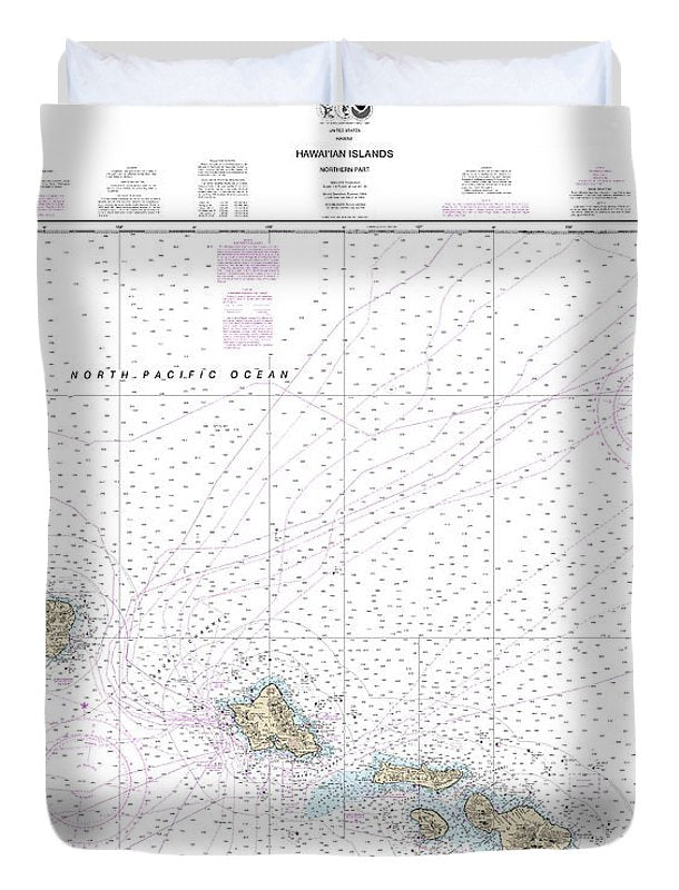 Nautical Chart-19013 Hawaiian Islands Northern Part - Duvet Cover
