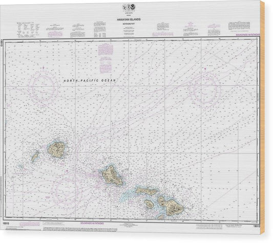 Nautical Chart-19013 Hawaiian Islands Northern Part Wood Print