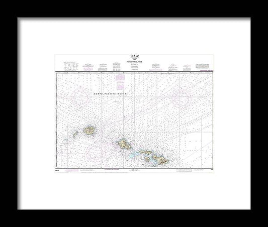 Nautical Chart-19013 Hawaiian Islands Northern Part - Framed Print
