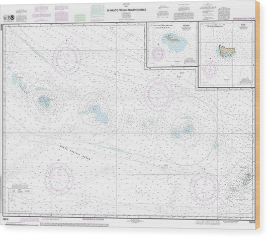 Nautical Chart-19016 Niihau-French Frigate Shoals, Necker Island, Nihoa Wood Print
