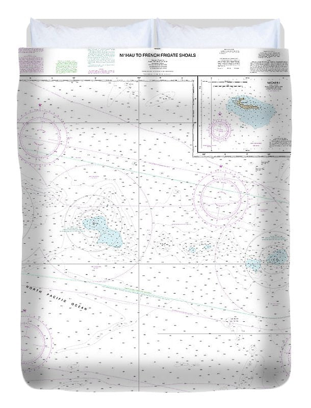 Nautical Chart-19016 Niihau-french Frigate Shoals, Necker Island, Nihoa - Duvet Cover