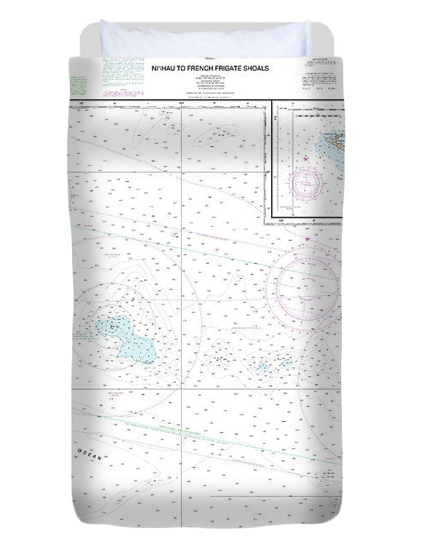 Nautical Chart-19016 Niihau-french Frigate Shoals, Necker Island, Nihoa - Duvet Cover