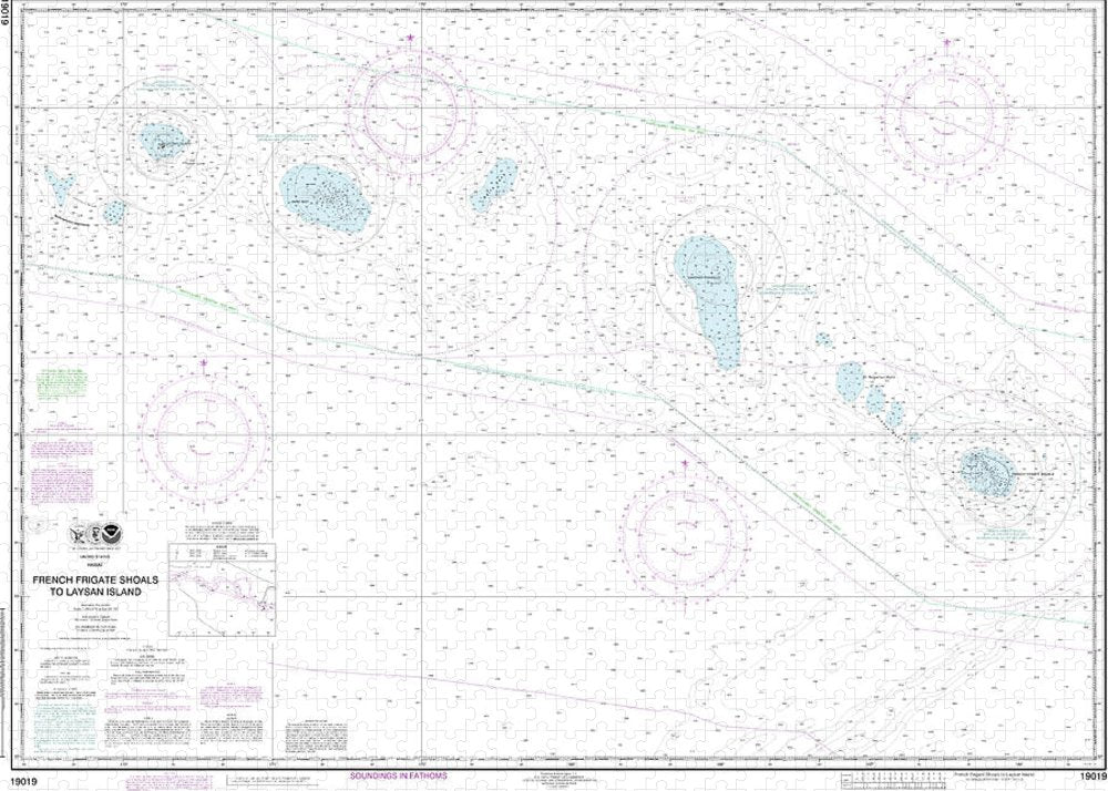 Nautical Chart-19019 French Frigate Shoals-laysan Island - Puzzle