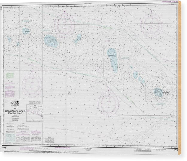 Nautical Chart-19019 French Frigate Shoals-Laysan Island Wood Print