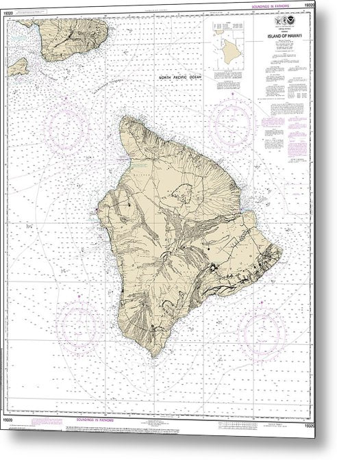 A beuatiful Metal Print of the Nautical Chart-19320 Island-Hawaii - Metal Print by SeaKoast.  100% Guarenteed!