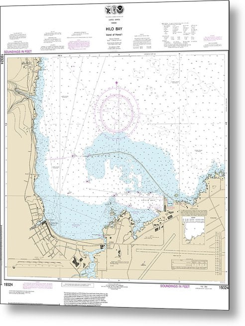 A beuatiful Metal Print of the Nautical Chart-19324 Island-Hawaii Hilo Bay - Metal Print by SeaKoast.  100% Guarenteed!