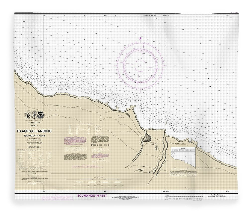 Nautical Chart 19326 Paauhau Landing Island Hawaii Blanket