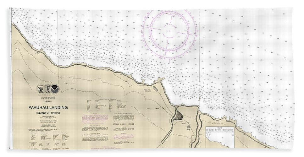 Nautical Chart 19326 Paauhau Landing Island Hawaii Bath Towel