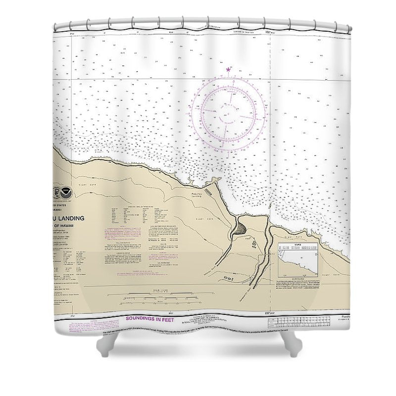 Nautical Chart 19326 Paauhau Landing Island Hawaii Shower Curtain