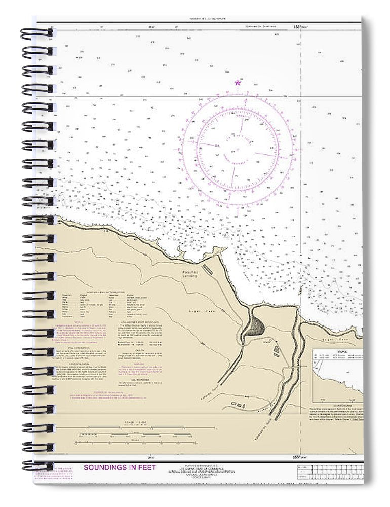 Nautical Chart 19326 Paauhau Landing Island Hawaii Spiral Notebook