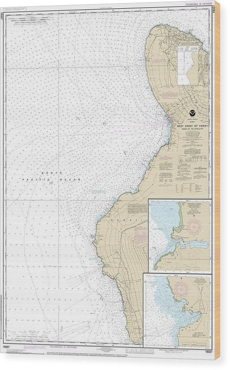 Nautical Chart-19327 West Coast-Hawaii Cook Point-Upolu Point, Keauhou Bay, Honokohau Harbor Wood Print