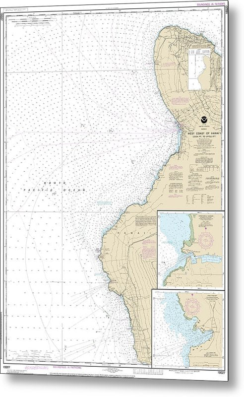 A beuatiful Metal Print of the Nautical Chart-19327 West Coast-Hawaii Cook Point-Upolu Point, Keauhou Bay, Honokohau Harbor - Metal Print by SeaKoast.  100% Guarenteed!