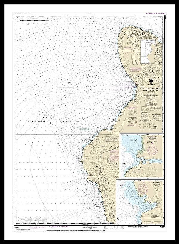 Nautical Chart-19327 West Coast-hawaii Cook Point-upolu Point, Keauhou Bay, Honokohau Harbor - Framed Print