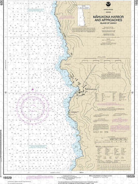 Nautical Chart 19329 Mahukona Harbor Approaches Island Hawaii Puzzle
