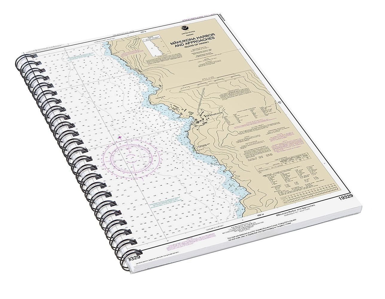 Nautical Chart-19329 Mahukona Harbor-approaches Island-hawaii - Spiral Notebook