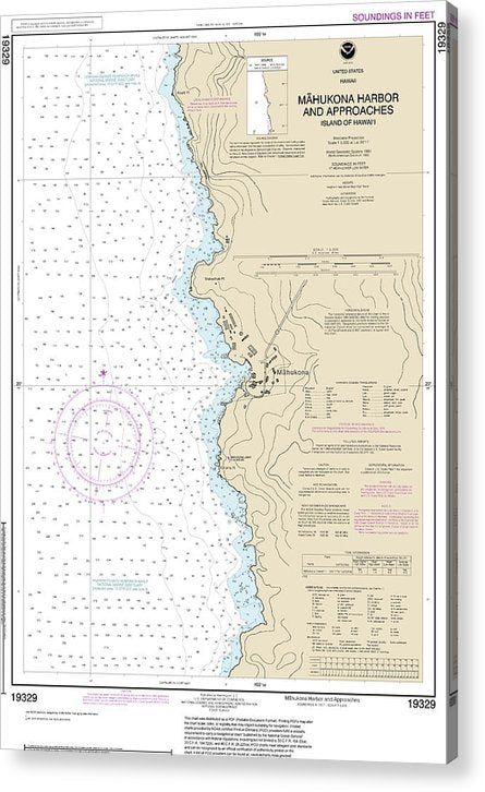Nautical Chart-19329 Mahukona Harbor-Approaches Island-Hawaii  Acrylic Print