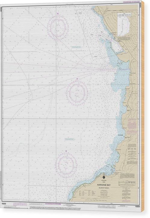 Nautical Chart-19330 Kawaihae Bay-Island-Hawaii Wood Print