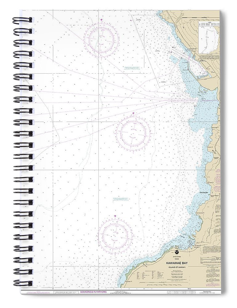 Nautical Chart 19330 Kawaihae Bay Island Hawaii Spiral Notebook