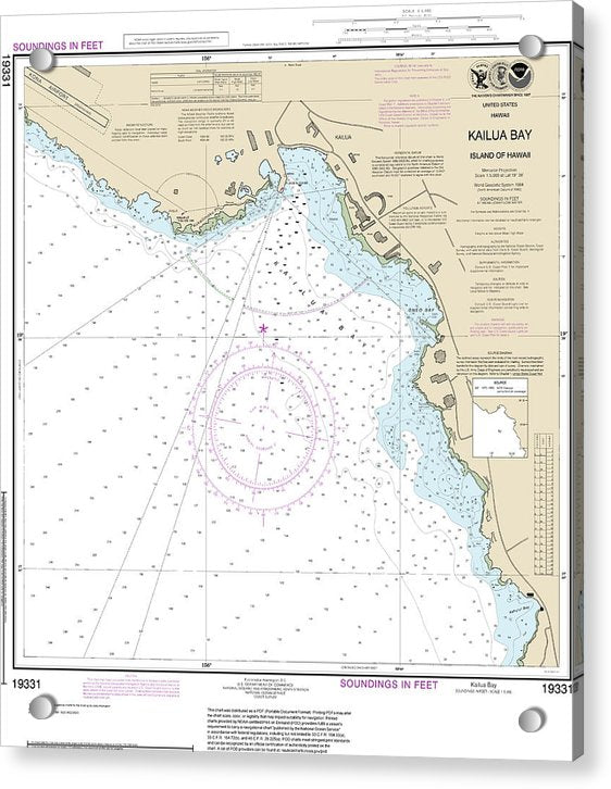 Nautical Chart-19331 Kailua Bay Island-hawaii - Acrylic Print