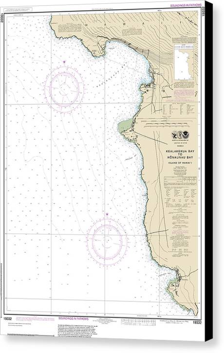Nautical Chart-19332 Kealakekua Bay-honaunau Bay - Canvas Print